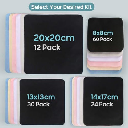 CONLI 60 Pack Small Microfiber Cleaning Cloth for Eyeglasses 8x8cm/3.15x3.15in Luxury Suede Glass Cleaning Cloth Glasses Cleaner for Eye Glass Lens Cleaning Gentle and Lint-Free - color: 60pack-8x8cm