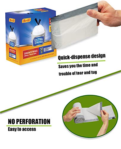 Besli 4 Gallon Drawstring Trash Bag Small Garbage Bag,100 Counts (White, 4 Gallon) - style: 4 Gallon
