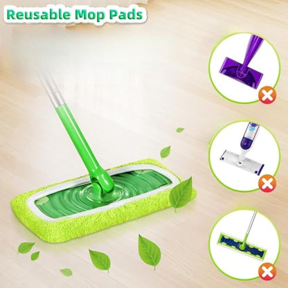 Microfiber Mop Pads - 4 Pack Reusable Washable Refills for Wet & Dry Floor Cleaning - Fits Most Standard Mops - Yellow Green Household Cleaning Pads - color: Yellow Green