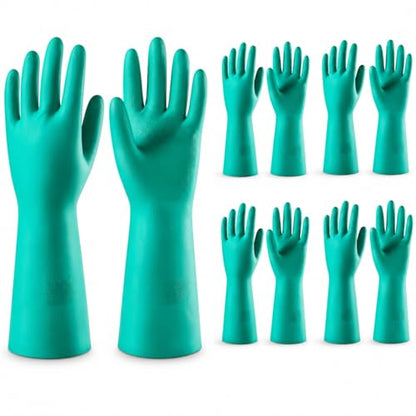 15 Mil Chemical Resistant Nitrile Gloves, Latex free Durable Cleaning Gloves, Resist Acid, Alkali, Solvent and Oil - color: 5 Pair-green, size: Medium