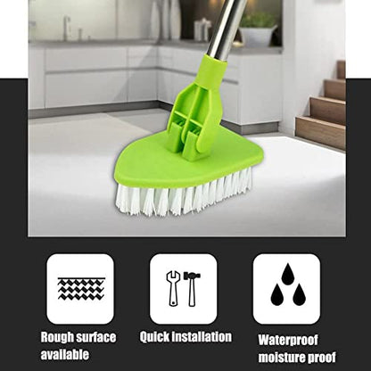 2 in 1 Scrub Cleaning Brush with 37” Long Extendable Handle,AIYoo Floor Scrubbing Brush,1 Stiff Bristle and 3 Sponge Brushes for Cleaning Tile Bathroom Tub,Detachable Cleaner Shower Scrubber