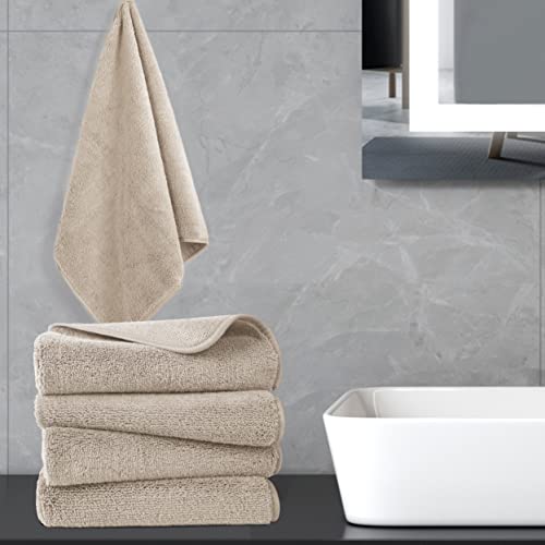 POLYTE Quick Dry Lint Free Microfiber Hand Towel, 16 x 30 in, Set of 4 (Beige) - color: Beige