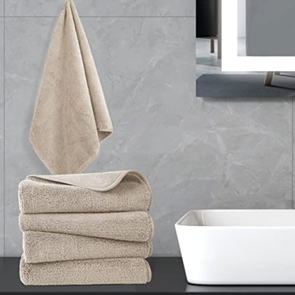 POLYTE Quick Dry Lint Free Microfiber Hand Towel, 16 x 30 in, Set of 4 (Beige) - color: Beige
