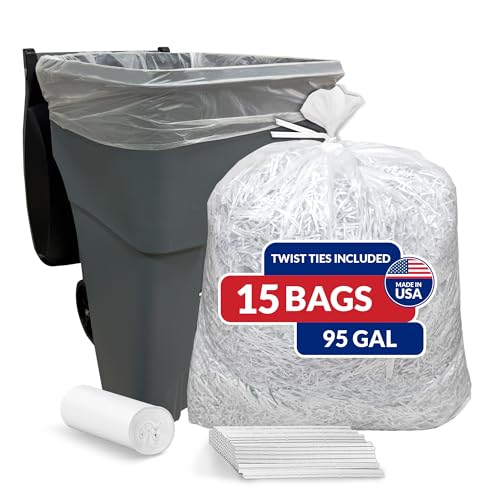 Reli. 95 Gallon Trash Bags (15 Count) | Clear | Twist Ties Included | Extra Tough, Leak-Proof, Heavy Duty Garbage Bags | Ideal for Large Clean Ups