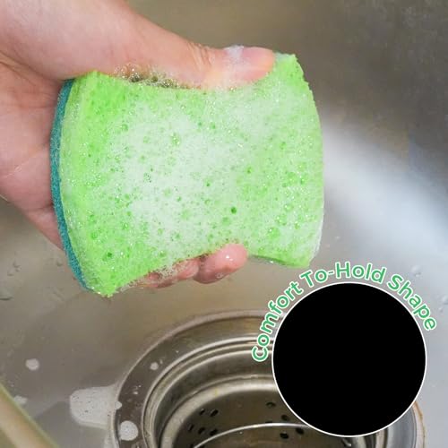 6-Pack Non-Scratch Kitchen Sponges – Durable Dish Sponges for Dishes, Pots, and Pans, Perfect for Cleaning Stainless Steel, Dishwashing, and More, Green - color: Green