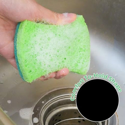 6-Pack Non-Scratch Kitchen Sponges – Durable Dish Sponges for Dishes, Pots, and Pans, Perfect for Cleaning Stainless Steel, Dishwashing, and More, Green - color: Green
