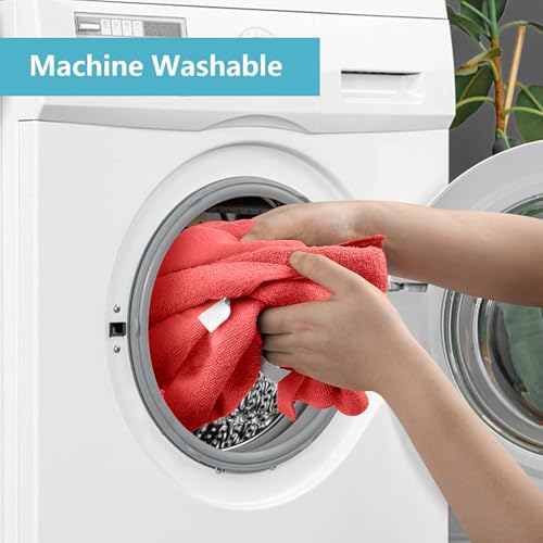 HOMEXCEL Microfiber Cleaning Cloth, Premium Microfiber Towels for Cars, Lint Free, Scratch-Free, Highly Absorbent, Reusable Cleaning Rags for Car, Household, Kitchen, Window(Red,100) - color: Red