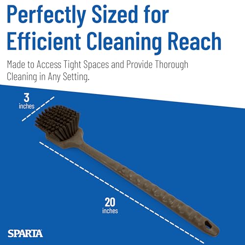 SPARTA 40501EC01 Plastic Large Scrub Brush, Kitchen Brush, Utility Brush With Long Handle For Cleaning, 20 Inches, Brown