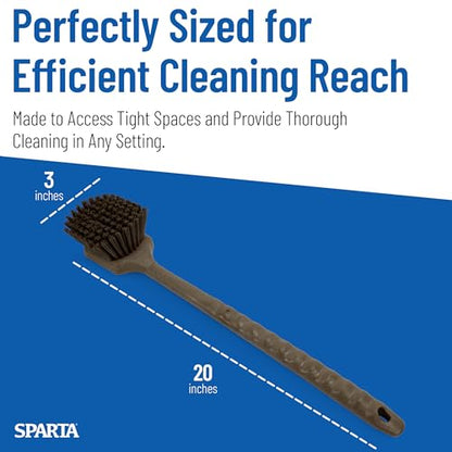 SPARTA 40501EC01 Plastic Large Scrub Brush, Kitchen Brush, Utility Brush With Long Handle For Cleaning, 20 Inches, Brown