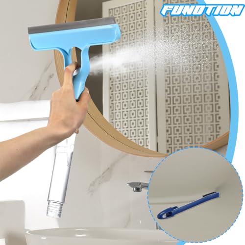 Lothee 1pcs 3 in 1 Window Squeegee, 23'' Long Handle Window Cleaning Scraper, Squeegee and Scrubber with Spray for Walls, Car Windshields, Bathrooms, Kitchens (Bule) - color: Bule