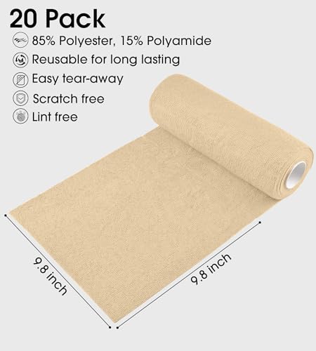 KitchLife Microfiber Cleaning Cloth Roll - Tear-Away Reusable Microfiber Paper Towels, Lint-Free, Washable, 20 Sheets for Kitchen, Car, Dishes, and Sensitive Surfaces (Wheat) - color: Wheat
