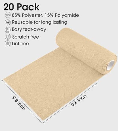 KitchLife Microfiber Cleaning Cloth Roll - Tear-Away Reusable Microfiber Paper Towels, Lint-Free, Washable, 20 Sheets for Kitchen, Car, Dishes, and Sensitive Surfaces (Wheat) - color: Wheat