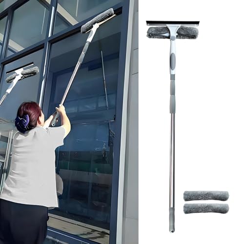 Professionalism Window Cleaner Tool for Windows Cleaning, Window Washing Kit with Streak-free Squeegee & Rotating Head, Extendable Glass Clean Extension Pole for Outdoor(1-1.95m/3.3-6.4ft+Cloth(2 PCS) - size: 1-1.95m/3.3-6.4ft+Cloth(2 PCS)