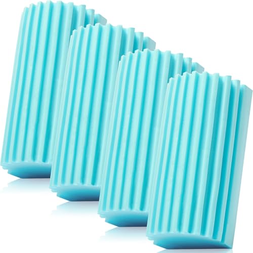 4 Pack Damp Dusting Sponge Duster, Blue Dust Cleaning Sponge, Reusable Household Cleaning Sponge Tool for Blinds, floorboards, Fan Blades, Vents, Glass, Railings, Mirrors - color: Blue, size: 4 Pack