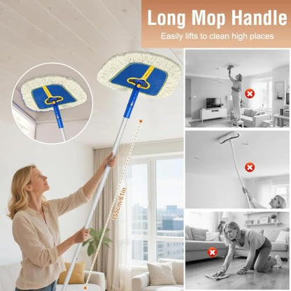 Commercial Dust Mop Replacement Head,Washable Wedge Cotton Dry Floor Duster Mop Pad Refills for Wall Hardwood,Laminate,Vinyl,Tile Floors,Home,Warehouse,2 Pack,Blue - color: Wedge Dust Mop Pad-blue2