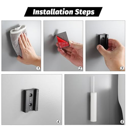 BGL Toilet Brush and Holder Set White Wall Mounted for Bathroom Round Design - color: White-wall Mount