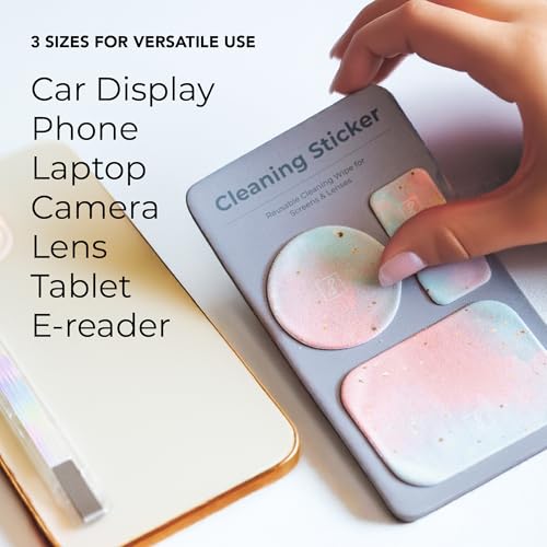 SleekStrip Portable Cleaning Sticker Pad Reusable Screen Cleaner Wipes Lens Cleaner Wipes for Phone iPad Car Touch Screen Display MacBook Computer Laptop Camera Lens Electronic TV Monitor - 2PK (8PCS) - color: Sweet Dream (Pack of 2)