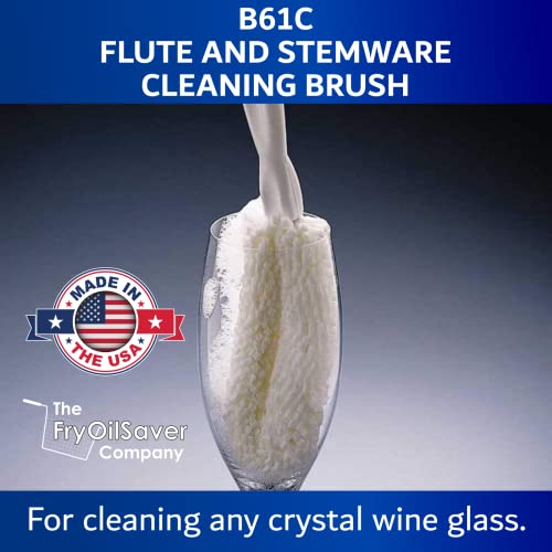 2-Pack Flute & Stemware Wine Glass Cleaning Brush - Dishwasher Safe, Non-Scratch Flute Cleaner for Crystal Glasses, Champagne Glass, Goblet, Wine Decanter - for Bar & Restaurant by FryOilSaver B61C - style: Pack of 2