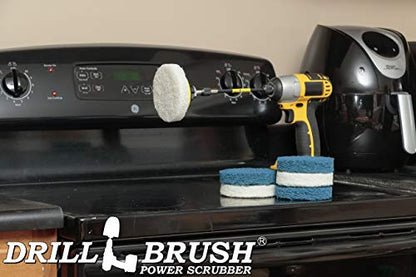 Drill Brush - Drill Attachment - Bathroom - Power Scrubber Pads - Cleaning Pads - Bath - Shower Door - Scouring Pad Kit - Bath Mat - Bathroom Sink - Shower Cleaner - Vinyl Flooring - Scrub Pads - color: 3x White Pads 3x Blue Pads