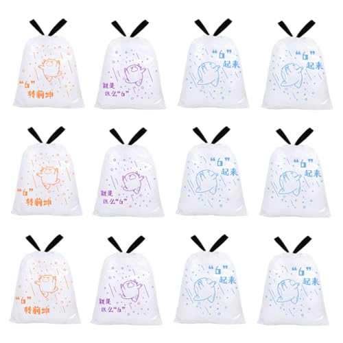 Thickened Kitchen Trash Bags with Drawstring 69pcs 50x55cm Portable Garbage Bags for Home Use Compatible with Bin Diameter ≤37cm