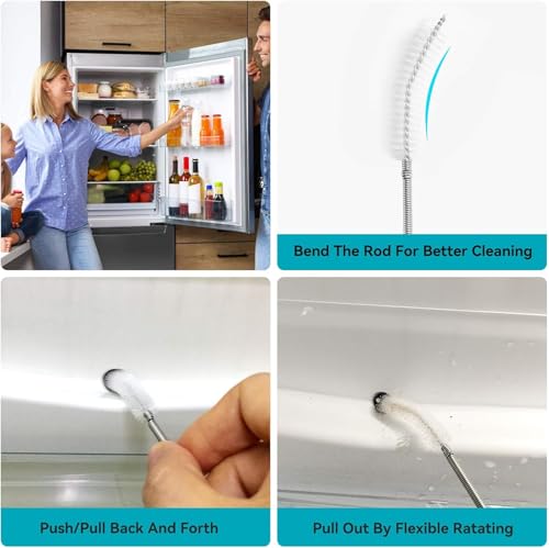 2 Pack 59" Flexible Pipe Cleaner Brush, Rustproof Bendable Drain Brush with Dual Bristles for Home, Bathroom, Car & Aquarium - color: 59inch
