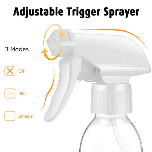 Tecohouse Glass Spray Bottles 4 OZ, Empty Small Spray Bottles 2 Pack for Essential Oils, Cleaning Solutions, Plants, Hair Mister, withDurable Nozzle, Labels, Funnel, Pipettes Clear - color: Clear White Lids