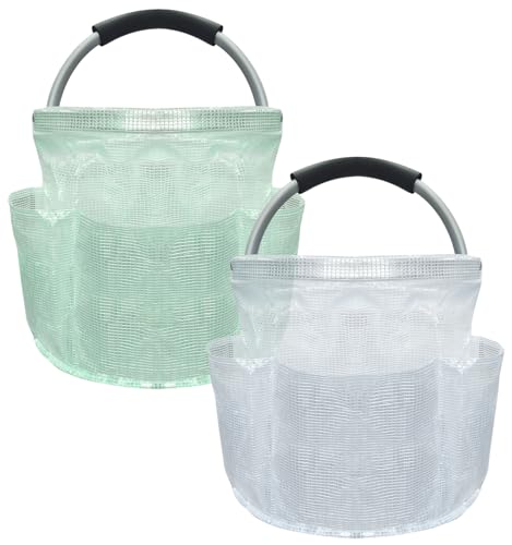 2Pack Portable Cleaning Caddy for Cleaning Supplies, 17L Household Tool Bucket Organizer for Men, Large Cleaning Basket in PVC Resin for Family, Garden, Transparent + Green - color: Transparent + Green, size: 2PCS