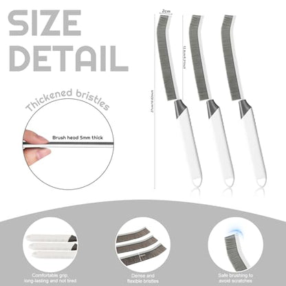 Crevice Cleaning Brush Bathroom Tile Groove Gap Cleaning Brush Premium Crevice Cleaning Tool Aluminum Support with 15° Angled Head-Grout Thin Brush,Kitchen & Bathroom Tool (3PCS) - color: 5pcs