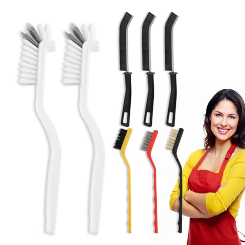 8pcs Crevice Cleaning Brush Set,Hard Bristle Scrub Brushes Tools, Multifunctional Grout Brush for Home, Bathroom, Ktichen, Window and Corners - color: 8pcs