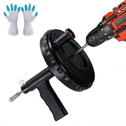 30 Feet Drain Snake Auger Drain Toilet Snake Drain Clog Plumbing Snake Drain Hair Clog Removal Tool | Use Manually or Powered for Bathtub Drain Snake Bathroom Sink Kitchen Cleaning with Gloves(30ft/9M-Black) - color: Drain Auger-Black, style: 30ft/9M Stai