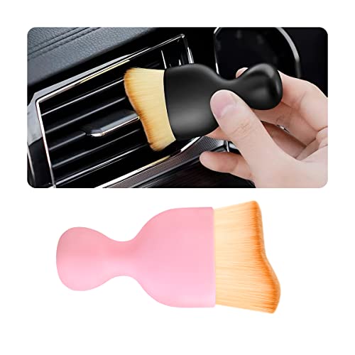 Blilo Car Interior Detailing Brush, Auto Soft Hair Cleaning Brushes, Curved Dirt Dust Collectors, Removal Tool for Dashboard Air Conditioner Vents Leather, Scratch Free (Pink/1PCS) - color: Pink, size: 1PCS