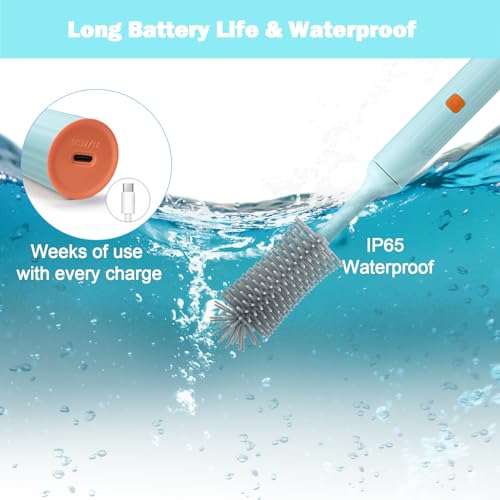 Electric Baby Bottle Brush Set with Rechargeable Electric Bottle Brush Cleaner and Replaceable Silicone Bottle Brushes and Straw Brush Cleaner, Waterproof Multi-Purpose Cleaning Brush(Blue) - color: Blue