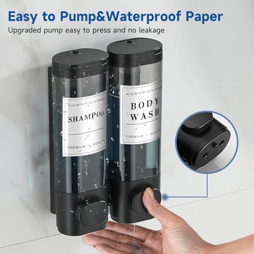 Shampoo and Conditioner Dispenser,Shower Dispenser 2 Chamber No Drill Wall-Mounted Shampoo Dispenser for Shower Wall Mounted Shower Dispenser for Bathroom Hotel,Matte Black1 - color: Matte Black 2 Chamber