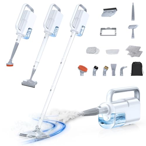10-in-1 Steam Mop with Detachable Handheld Steamer,350ml Tank, 10s Heat-Up, 248°F Steam Cleaner, 2-Level Control and Swivel Head for Floor,Carpet,Tiles, BBQ grill,Car Accessories Clean White - color: Clean White