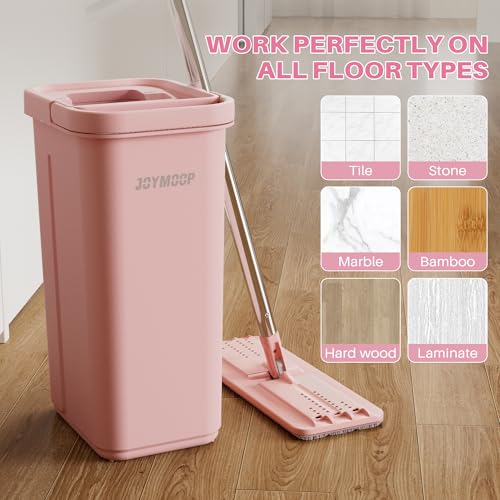 JOYMOOP Microfiber Flat Mop Replacement Pads, Washable Refills for Mop Bucket System, 13 Inch, Pack of 4, Pink - color: 4 Pcs 13" - 4 Pink, size: 13.0 × 4.9 Inch