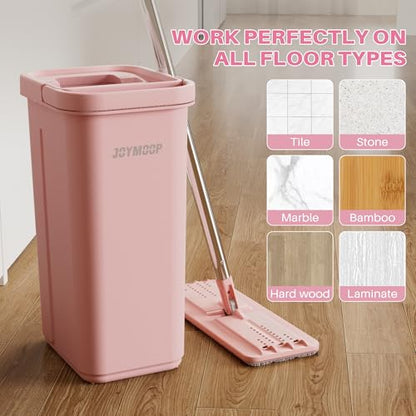 JOYMOOP Microfiber Flat Mop Replacement Pads, Washable Refills for Mop Bucket System, 13 Inch, Pack of 4, Pink - color: 4 Pcs 13" - 4 Pink, size: 13.0 × 4.9 Inch