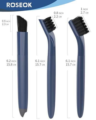 ROSEOK Grout Cleaner Brush Set, Detail Cleaning Brush Set, Crevice Scrub Brushes for Tile, Sink, Corners, Drains, Crevice Cleaning, Deep Clean Brush Set for Edge, Blue
