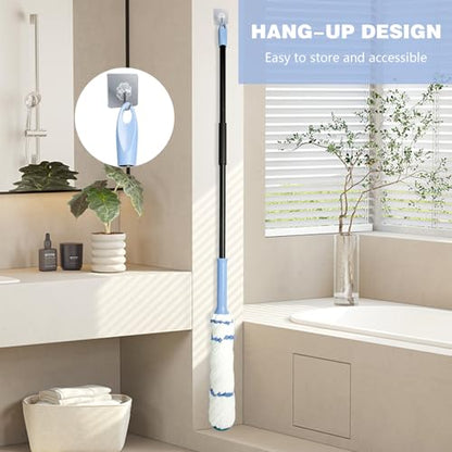 Self-Wringing Twist Mop for Floor Cleaning, 57” Long Handle Heavy Duty Microfiber Mop for Wet Mopping on Tile, Hardwood, Kitchen, Bathroom, Patio, Garage, Commercial Household Clean (Blue) - size: Blue-Complete Mop