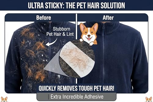 Extra Sticky Lint Roller for Pet Hair (600 Sheets) — 6-Pack, Straight-Cut Sheets, Ergonomic Navy Handles — Cat & Dog Hair Remover for Clothes, Furniture & Car - size: 6 Packs