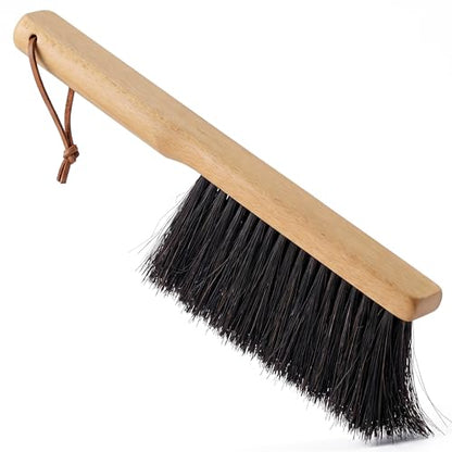 Takavu Horsehair Counter Brush with Beech Wood Handle - Hand Brush for Outdoor Furniture, Patio Cushions, Workbench, Shop and Bench Sawdust, Drafting Table and Fireplace Cleaning, 12.6in