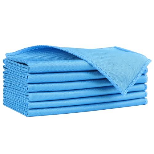 HOMEXCEL Microfiber Glass Cleaning Cloths 6 PK, Lint Free Streak Free, Reusable Microfiber Magic Cleaning Cloth for Cleaning Windows, Glasses, Mirrors, Screens, Stainless Steel, and More, Blue-14”×16” - color: Blue, size: 14 x 16 Inch