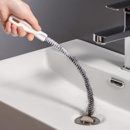 Multi-Purpose Drain Snake Cleaner Tool - Flexible Pipe Clog Remover for Kitchen Sink, Bathroom Tub, Toilet, Shower Drain | Hair & Debris Unclogger | Easy to Use Plumbing Accessory - color: White