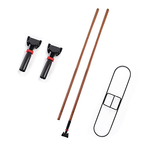 Matthew Cleaning Commercial Quick-Change Dust Mop Handle with Clip-on Metal Gripper for Heavy Duty Mop Head Replacement Holder, Lacquered Wood 60 inch 6packs-Natural - color: Hardwood