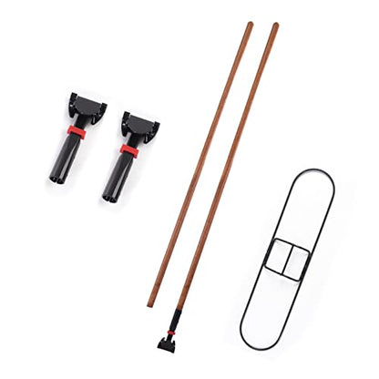 Matthew Cleaning Commercial Quick-Change Dust Mop Handle with Clip-on Metal Gripper for Heavy Duty Mop Head Replacement Holder, Lacquered Wood 60 inch 6packs-Natural - color: Hardwood