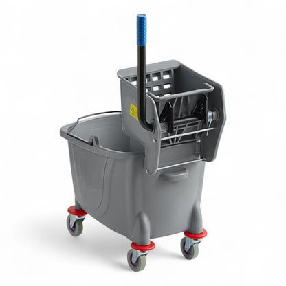 Gray 35-Quart Commercial Mop Bucket with Side-Press Wringer – Heavy-Duty Cleaning System for Restaurants, Hotels, Schools, Offices, and Industrial Floor Maintenance - color: Gray