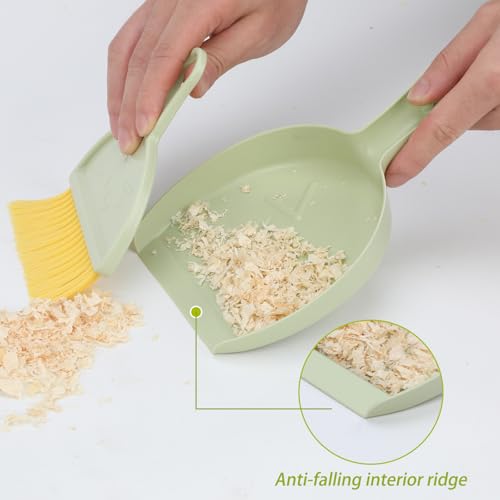 RYPET Pet Cage Cleaning Tool-Small Broom and Dustpan Set, Mini Dustpan and Whisk Brush Set for Guinea Pig Chinchilla Hamster Ferret Hedgehog Rabbit Reptile, Cage Cleaner for Small Animal Waste Green - color: Green with Yellow Bristle