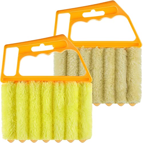 Geiserailie 2 Pcs Window Venetian Blind Cleaner Duster Tool Washable 7 Fingers Dusting Cleaner and Air Vent Shutter Brush Blinds Air Conditioner Fan Duster Dirt Housekeeping Tool (2 Color) - color: 2 Color