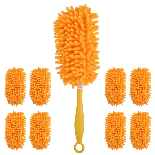 Redones Dusters for Swiffer - Reusable Duster Refill Compatible with Swiffer Hand Duster(8 Pack+1Handle), 360 Heavy Duty Dusters Refills - size: 8PCS+1Handle