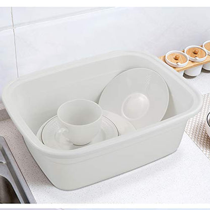 12 Quart Plastic Wash Basin, 4 Pack Dish Pan, White - size: 12 quart