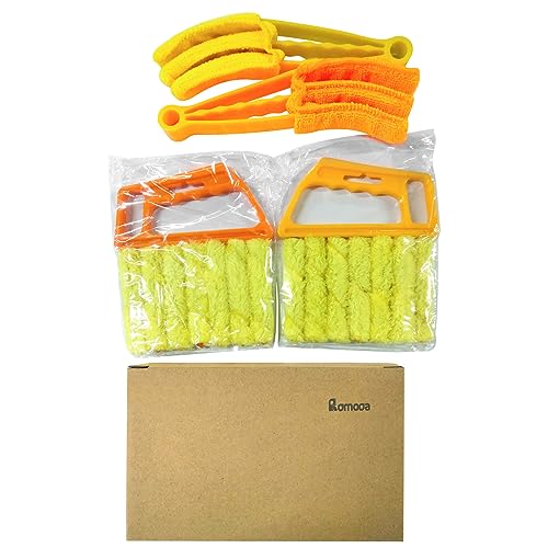 4 Pcs Window Venetian Blind Cleaner Duster Tool 7 Finger Blind Rush and Shutter Cleaner Brush Hand-held Window Shutter Air Conditioner Duster for Dirt(Yellow, Orange) - color: Yellow, Orange